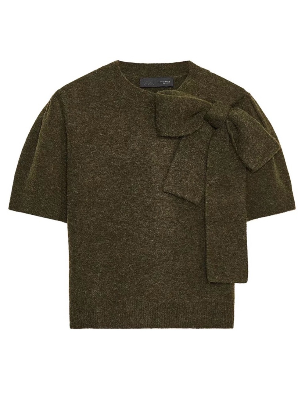 Zara Short-Sleeve Bow Knit Sweater